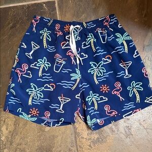 Chubbies Navy Tropical flamingo Print Swim Shorts